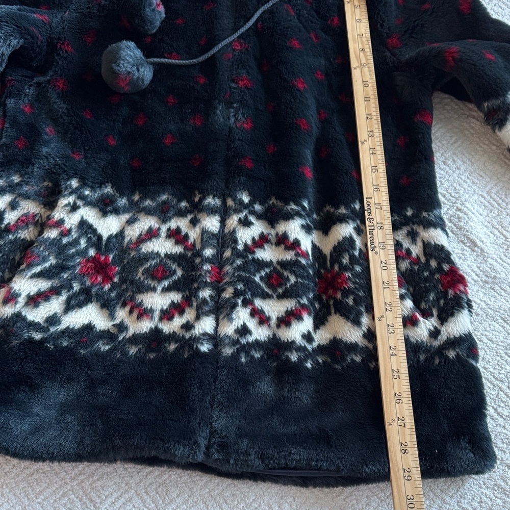 Black Mountain Cozy Black and Red Faux Fur Hooded Puffer Jacket Sz S - Picture 6 of 11